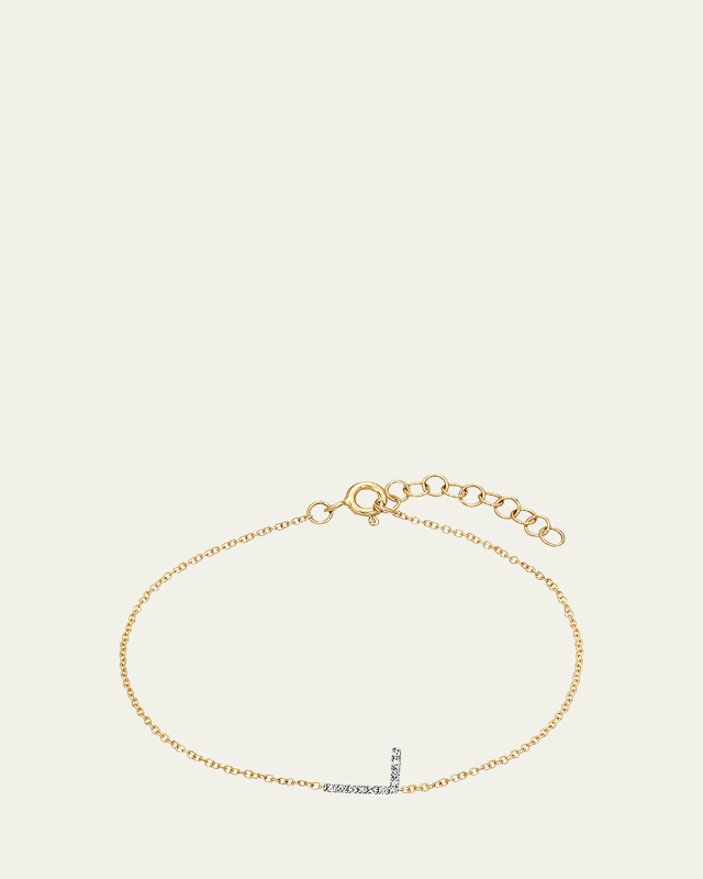 14K Yellow Gold Diamond Initial Bracelet